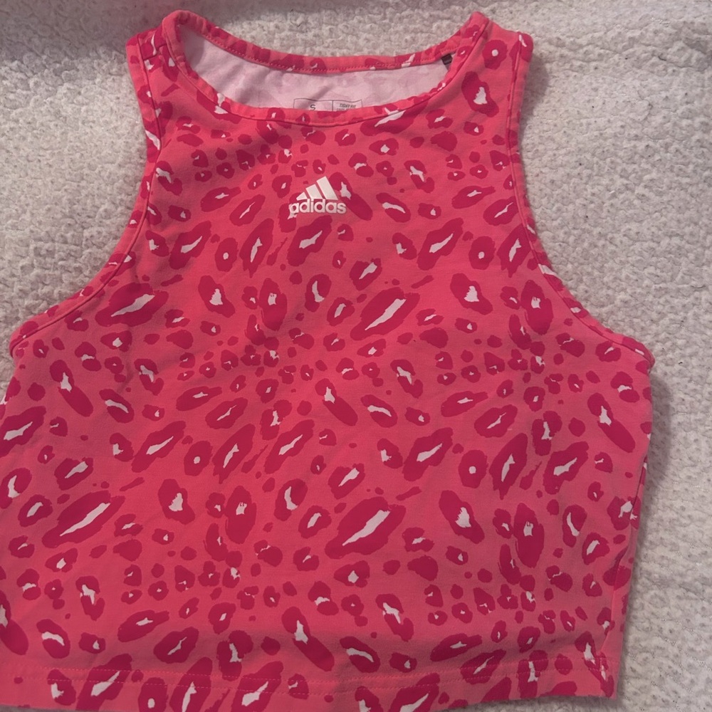 Adidas Women's Sportswear Essentials Animal-Print Crop Tank Top S Athleisure